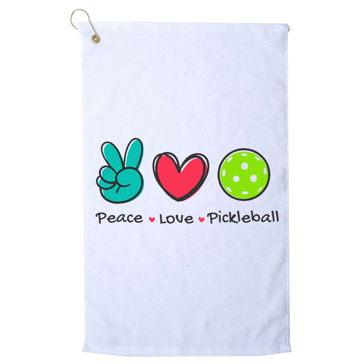 Pickleball Court Play Funny Peace & Love Design Golf Towel