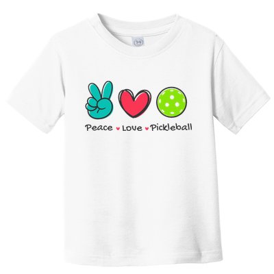 Pickleball Court Play Funny Peace & Love Design Toddler T-Shirt