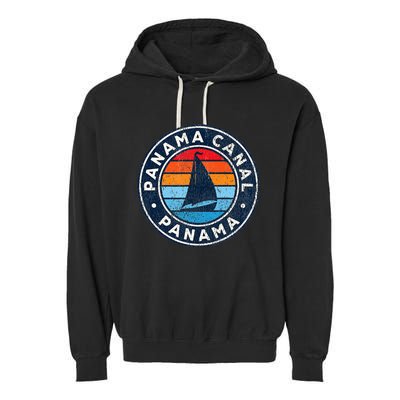 Panama Canal Panama Vintage Sailboat Retro 70s Garment-Dyed Fleece Hoodie