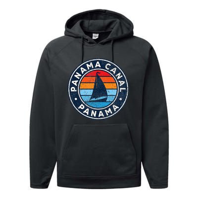 Panama Canal Panama Vintage Sailboat Retro 70s Performance Fleece Hoodie