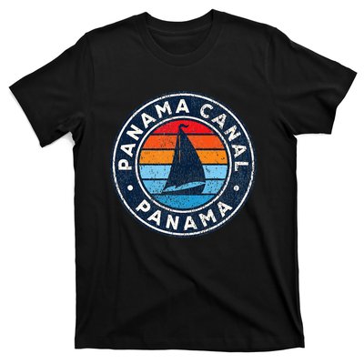 Panama Canal Panama Vintage Sailboat Retro 70s T-Shirt