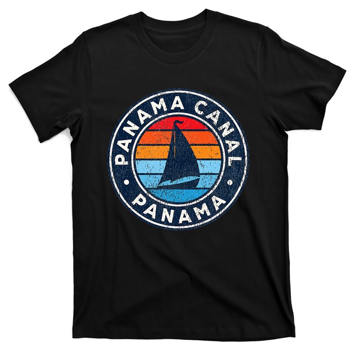 Panama Canal Panama Vintage Sailboat Retro 70s T-Shirt