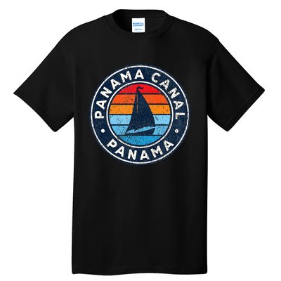 Panama Canal Panama Vintage Sailboat Retro 70s Tall T-Shirt