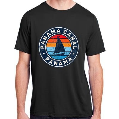 Panama Canal Panama Vintage Sailboat Retro 70s Adult ChromaSoft Performance T-Shirt