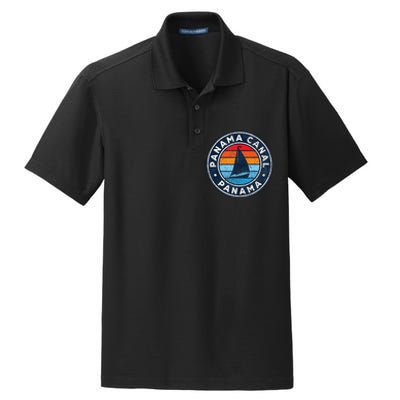 Panama Canal Panama Vintage Sailboat Retro 70s Dry Zone Grid Polo