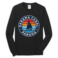 Panama Canal Panama Vintage Sailboat Retro 70s Tall Long Sleeve T-Shirt