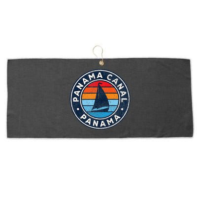 Panama Canal Panama Vintage Sailboat Retro 70s Large Microfiber Waffle Golf Towel