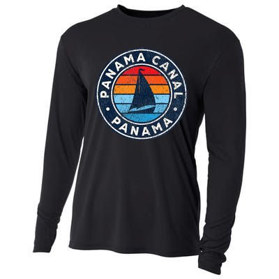 Panama Canal Panama Vintage Sailboat Retro 70s Cooling Performance Long Sleeve Crew