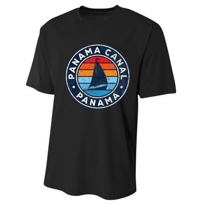 Panama Canal Panama Vintage Sailboat Retro 70s Performance Sprint T-Shirt