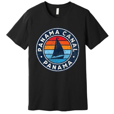 Panama Canal Panama Vintage Sailboat Retro 70s Premium T-Shirt