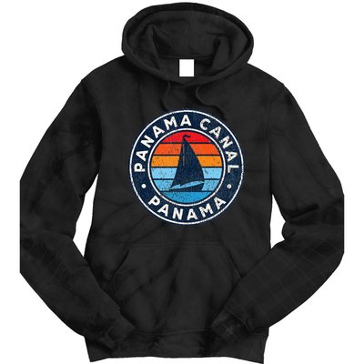 Panama Canal Panama Vintage Sailboat Retro 70s Tie Dye Hoodie