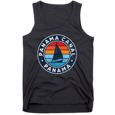 Panama Canal Panama Vintage Sailboat Retro 70s Tank Top