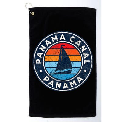 Panama Canal Panama Vintage Sailboat Retro 70s Platinum Collection Golf Towel