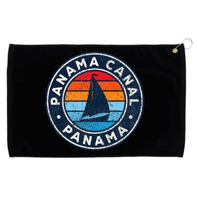 Panama Canal Panama Vintage Sailboat Retro 70s Grommeted Golf Towel