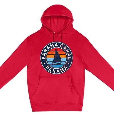 Panama Canal Panama Vintage Sailboat Retro 70s Premium Pullover Hoodie