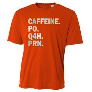 Pharmacy Caffeine Po Q4h Prn Doctor Nurse Coffee Pharmacist Gift Cooling Performance Crew T-Shirt