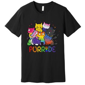 Purride Cat Pride Ally Lgbt Rainbow Animal Lovers Women Premium T-Shirt