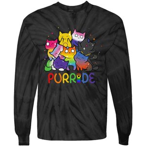 Purride Cat Pride Ally Lgbt Rainbow Animal Lovers Women Tie-Dye Long Sleeve Shirt