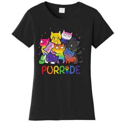 Purride Cat Pride Ally Lgbt Rainbow Animal Lovers Women Women's T-Shirt