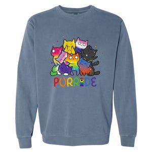 Purride Cat Pride Ally Lgbt Rainbow Animal Lovers Women Garment-Dyed Sweatshirt