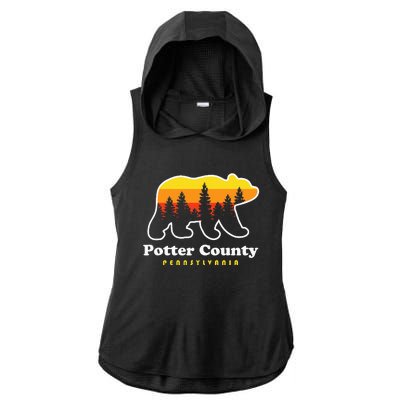 Potter County Pennsylvania Susquehannock State Forest Bear Ladies PosiCharge Tri-Blend Wicking Draft Hoodie Tank