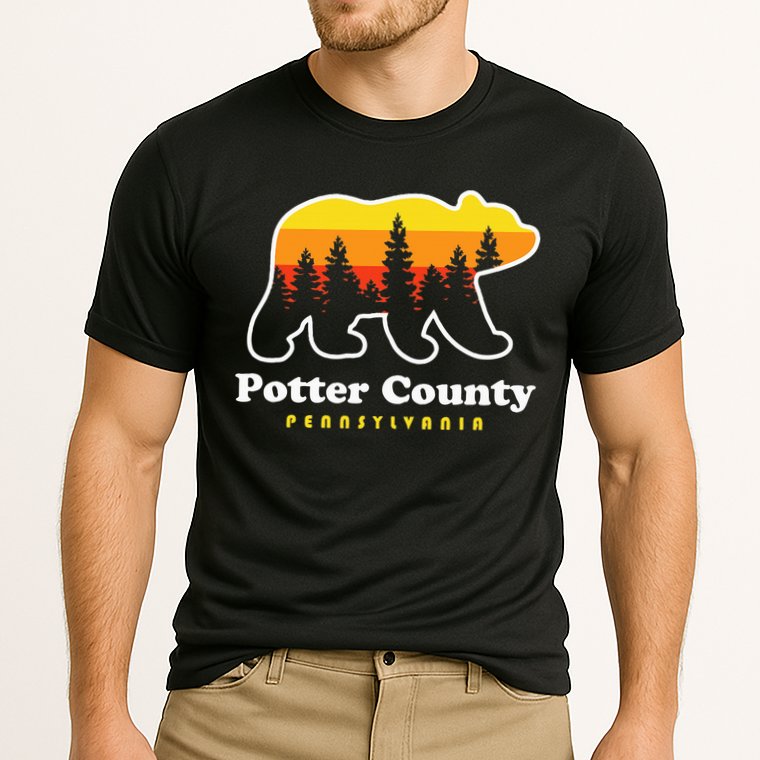 Potter County Pennsylvania Susquehannock State Forest Bear Cooling Performance Crew T-Shirt