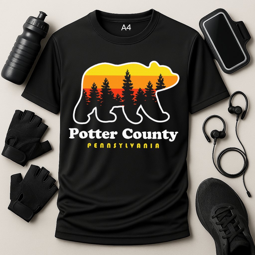 Potter County Pennsylvania Susquehannock State Forest Bear Cooling Performance Crew T-Shirt