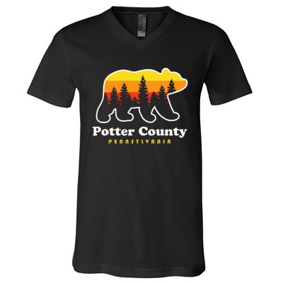 Potter County Pennsylvania Susquehannock State Forest Bear V-Neck T-Shirt