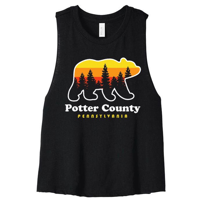 Potter County Pennsylvania Susquehannock State Forest Bear Women's Racerback Cropped Tank