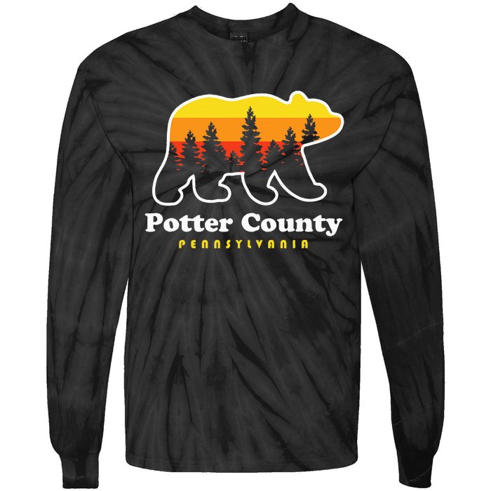 Potter County Pennsylvania Susquehannock State Forest Bear Tie-Dye Long Sleeve Shirt