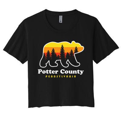 Potter County Pennsylvania Susquehannock State Forest Bear Women's Crop Top Tee