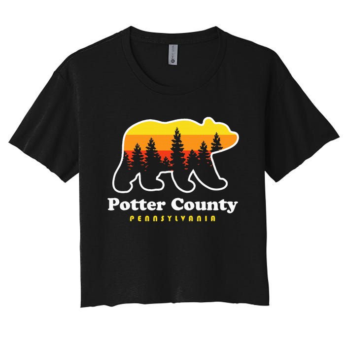 Potter County Pennsylvania Susquehannock State Forest Bear Women's Crop Top Tee