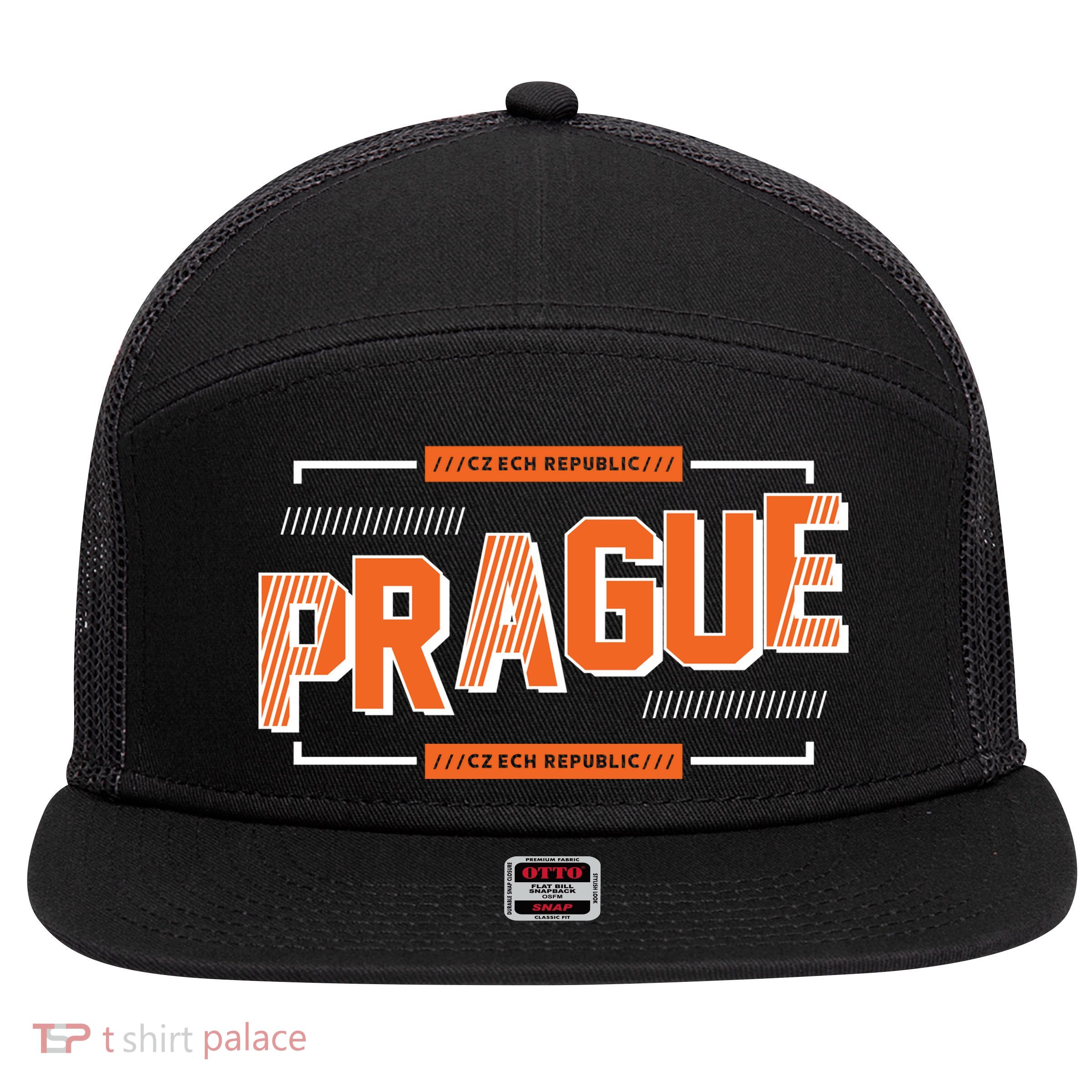 Prague Czech 7 Panel Mesh Trucker Snapback Hat