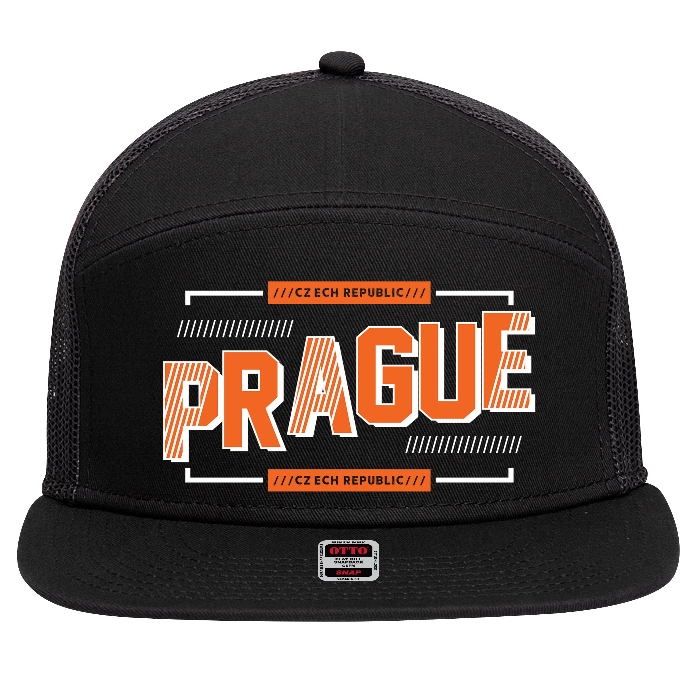 Prague Czech 7 Panel Mesh Trucker Snapback Hat