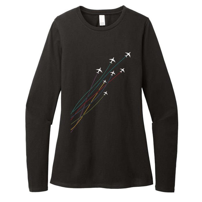 Pilot Commercial Passenger Airplanes Aeroplanes Airline Gift Womens CVC Long Sleeve Shirt