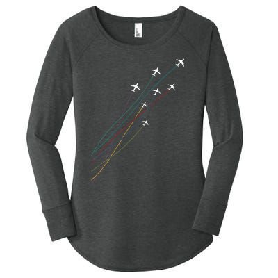 Pilot Commercial Passenger Airplanes Aeroplanes Airline Gift Women's Perfect Tri Tunic Long Sleeve Shirt