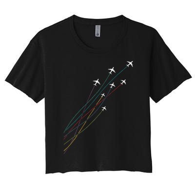 Pilot Commercial Passenger Airplanes Aeroplanes Airline Gift Women's Crop Top Tee