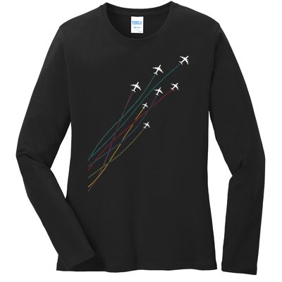 Pilot Commercial Passenger Airplanes Aeroplanes Airline Gift Ladies Long Sleeve Shirt