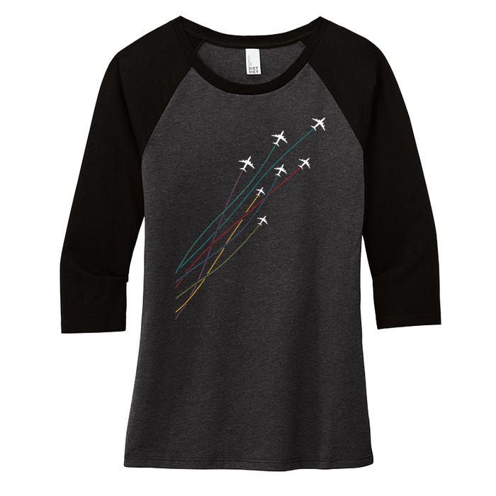 Pilot Commercial Passenger Airplanes Aeroplanes Airline Gift Women's Tri-Blend 3/4-Sleeve Raglan Shirt