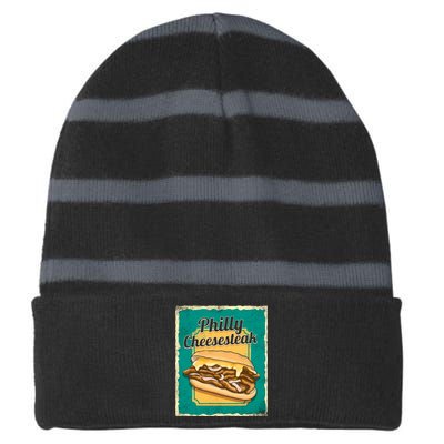 Philly Cheesesteak Striped Beanie with Solid Band