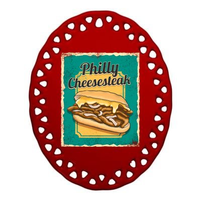 Philly Cheesesteak Ceramic Oval Ornament