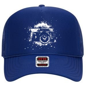 Photographer Camera Photography Retro Journalist Tee High Crown Mesh Back Trucker Hat