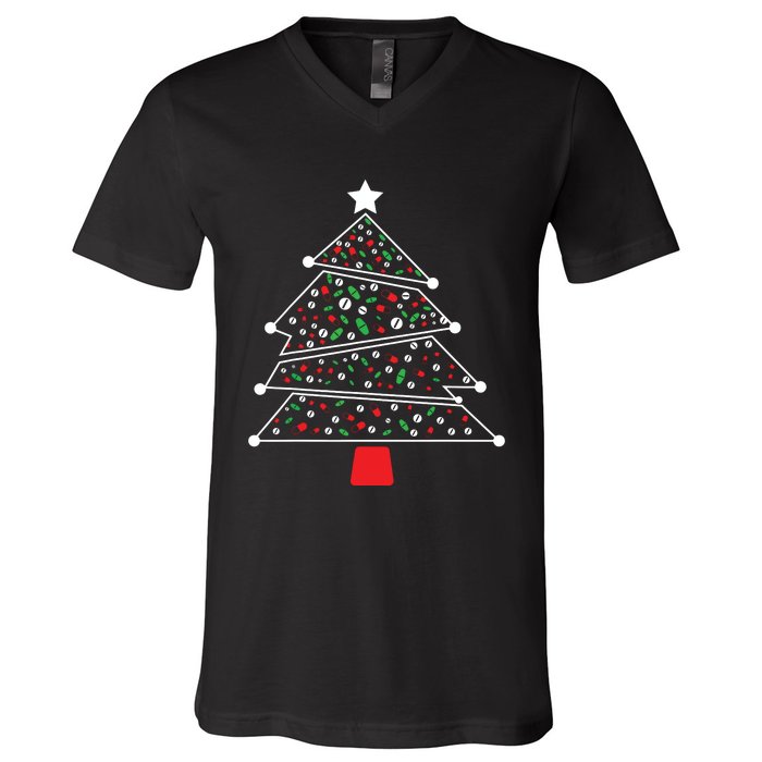 Pharmacist Christmas Pills And Meds Tree V-Neck T-Shirt