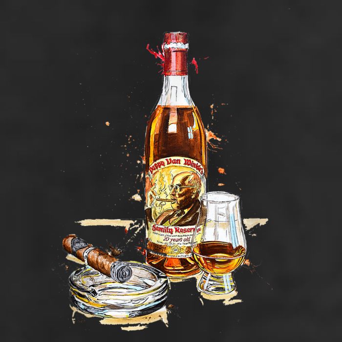Pappy & Cigar Painting, Blantons, Buffalo Trace Cool Comfort Performance Bucket Hat