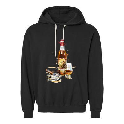 Pappy & Cigar Painting, Blantons, Buffalo Trace Garment-Dyed Fleece Hoodie