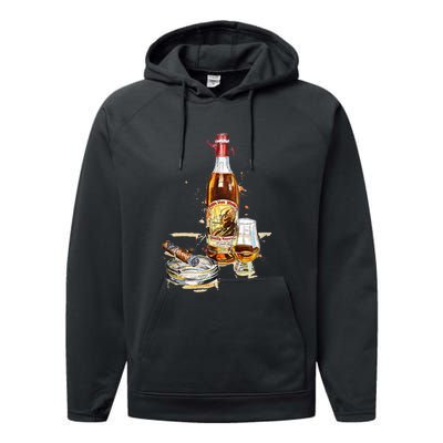 Pappy & Cigar Painting, Blantons, Buffalo Trace Performance Fleece Hoodie