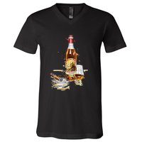 Pappy & Cigar Painting, Blantons, Buffalo Trace V-Neck T-Shirt