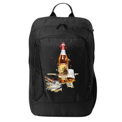 Pappy & Cigar Painting, Blantons, Buffalo Trace City Backpack