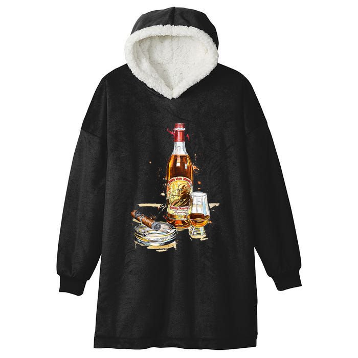 Pappy & Cigar Painting, Blantons, Buffalo Trace Hooded Wearable Blanket