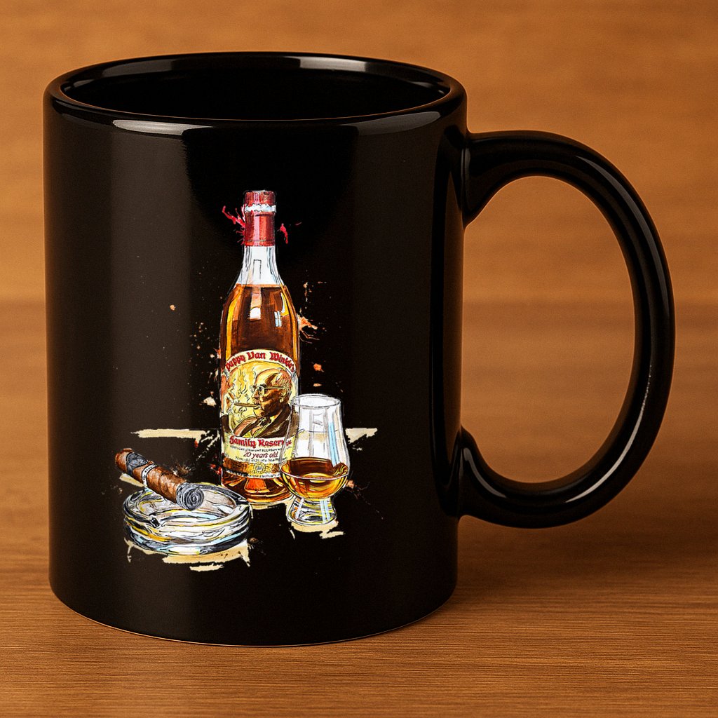 Pappy & Cigar Painting, Blantons, Buffalo Trace 11oz C Handle Ceramic Mug